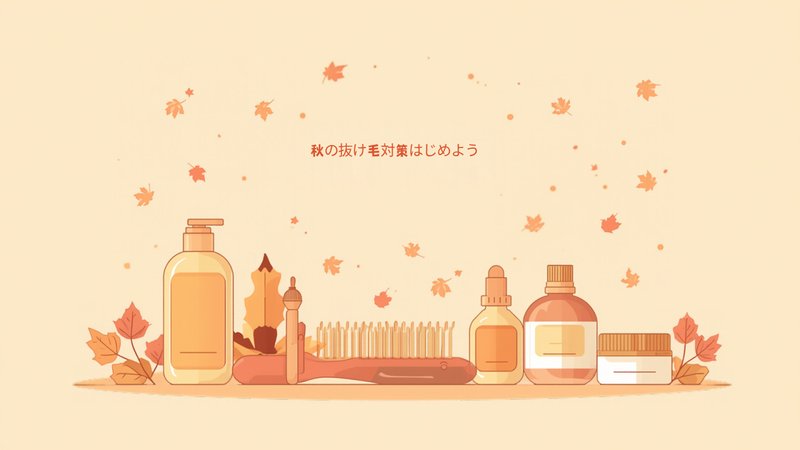 シャンプーやスカルプブラシなど頭皮ケアアイテムが並ぶイメージ